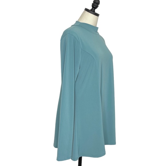 Zenana Mock Neck A-line Hem Top ITY Blue Size XL - Picture 2 of 10